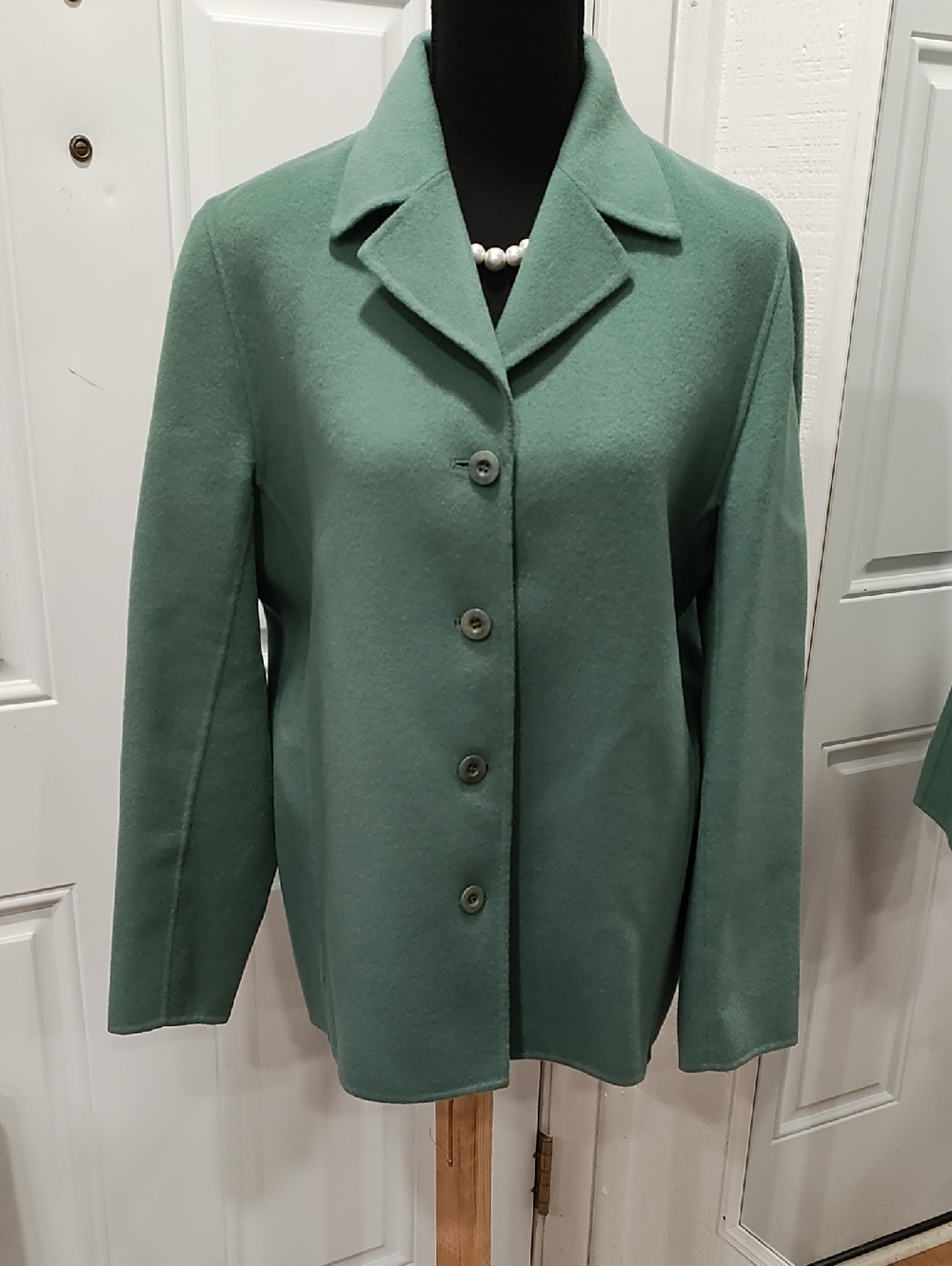 Talbots Sage Green Wool Single-Breasted Blazer Jacket
